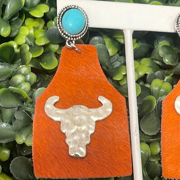 🎉🧡 NEW Orange Turquoise Dangle Earrings Game Days - Picture 2 of 3